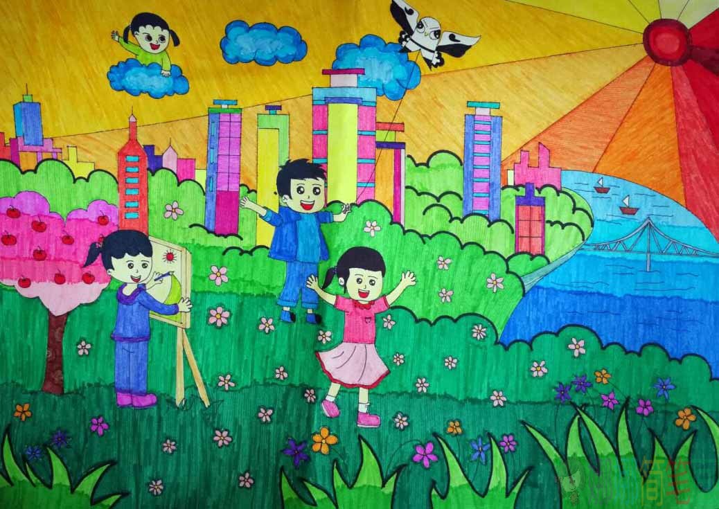 关于大自然儿童画,美丽的大自然主题的儿童画作品鉴赏