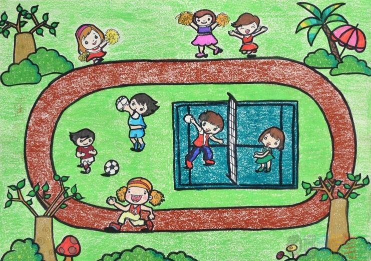 关于运动会的儿童画,好看简单的运动会儿童画作品大全