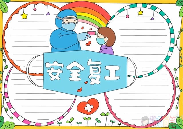 安全复工复学防疫指南手抄报模板图片