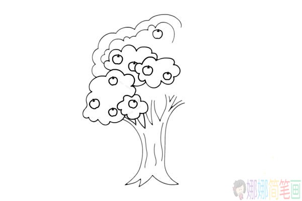 苹果树怎么画简单好看,苹果树简笔画画法步骤图片
