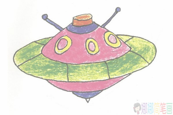 UFO飞碟彩色简笔画图片大全,UFO飞碟彩色简笔画步骤