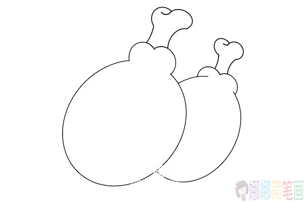 卡通鸡腿简笔画画法,卡通鸡腿简笔画步骤