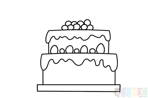 双层生日蛋糕简笔画步骤图片大全