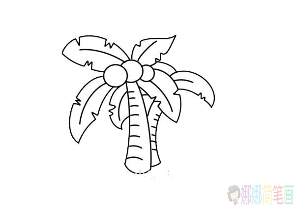 椰子树简笔画画法,椰子树简笔画步骤