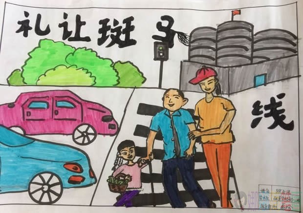 礼让斑马线为生命保驾护航手抄报图片