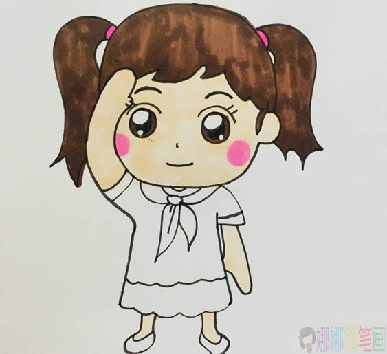 女少先队员敬礼简笔画简单又漂亮