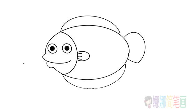 卡通比目鱼简笔画的画法步骤教程