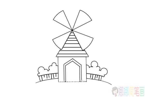 荷兰风车简笔画步骤,风车简笔画图片