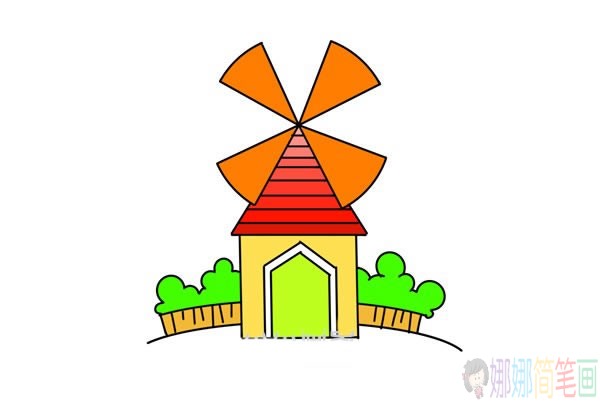 荷兰风车简笔画步骤,风车简笔画图片