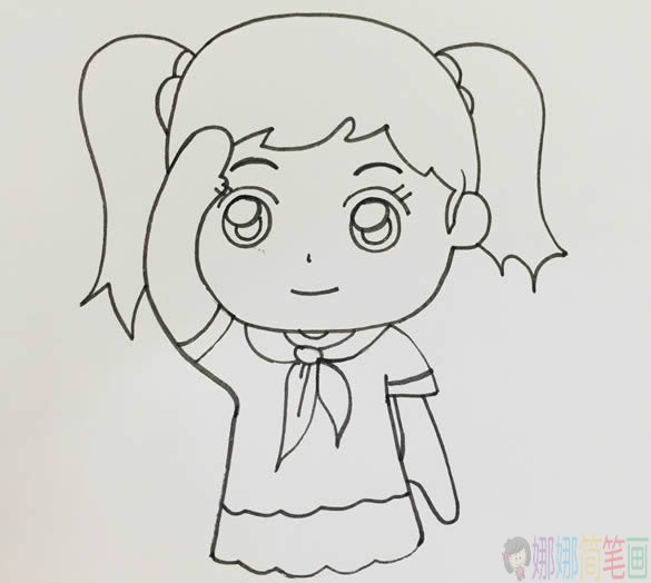 女少先队员敬礼简笔画简单又漂亮