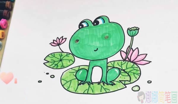 荷叶上的青蛙简笔画画法步骤图片/儿童简笔画 荷叶上的青蛙简笔画画法步骤图片