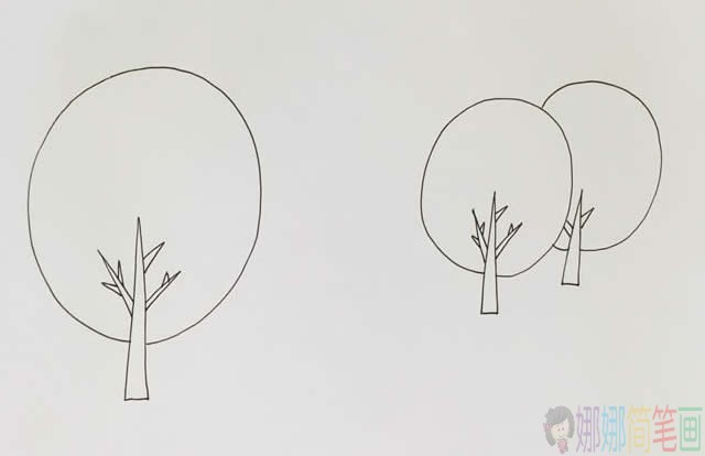 秋天风景简笔画彩色画法图片