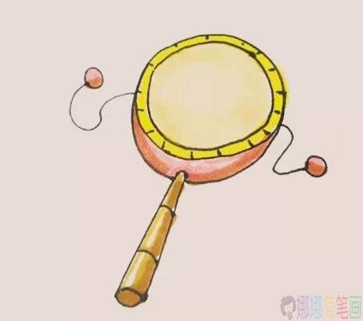 拨浪鼓简笔画彩色画法,拨浪鼓简笔画步骤