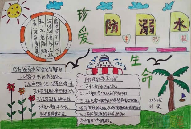 珍爱生命预防溺水手抄报优秀作品图片