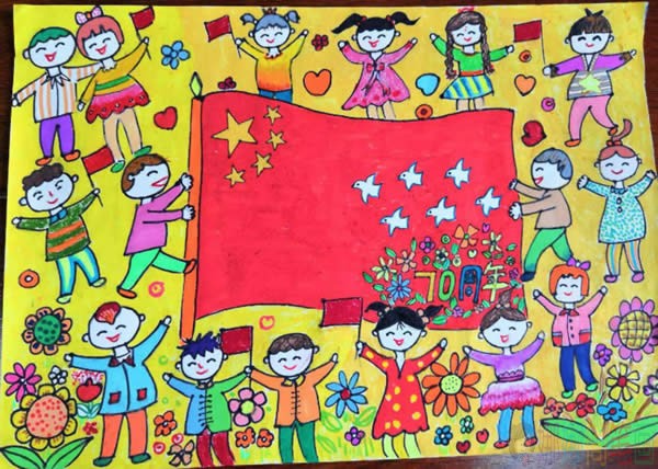 向国旗敬礼争做新时代好队员儿童画