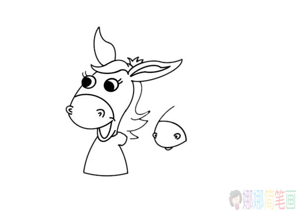驴妈妈和小驴卡通简笔画彩色画法