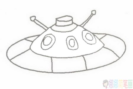 UFO飞碟彩色简笔画图片大全,UFO飞碟彩色简笔画步骤