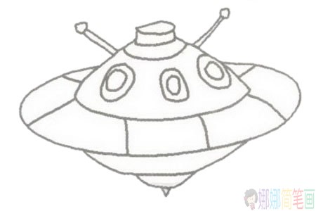 UFO飞碟彩色简笔画图片大全,UFO飞碟彩色简笔画步骤