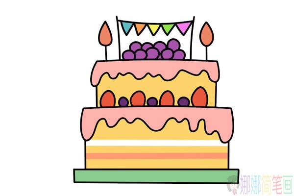 双层生日蛋糕简笔画步骤图片大全