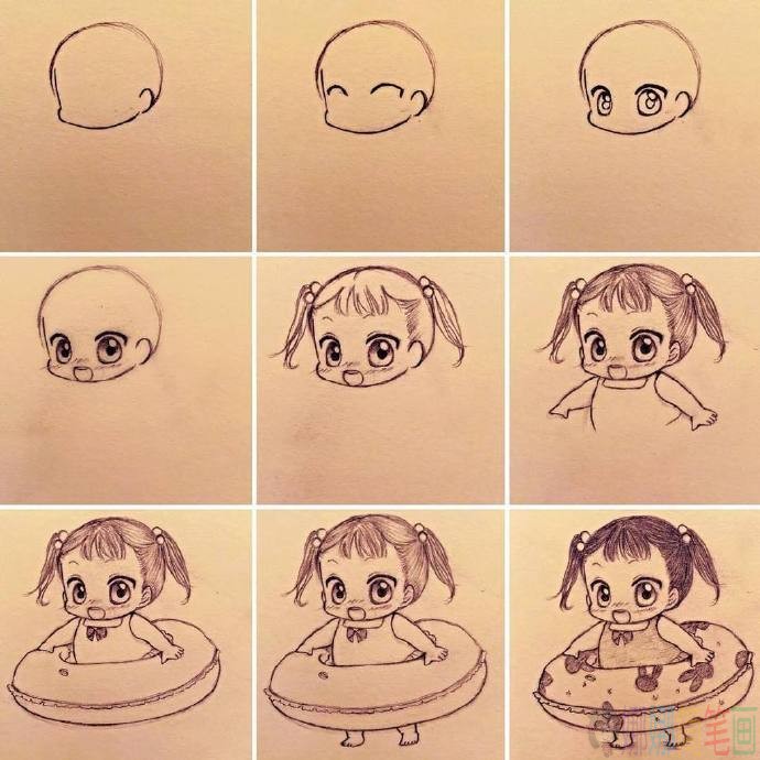 Q版人物简笔画步骤教程，初学者Q版动漫人物一步一步教