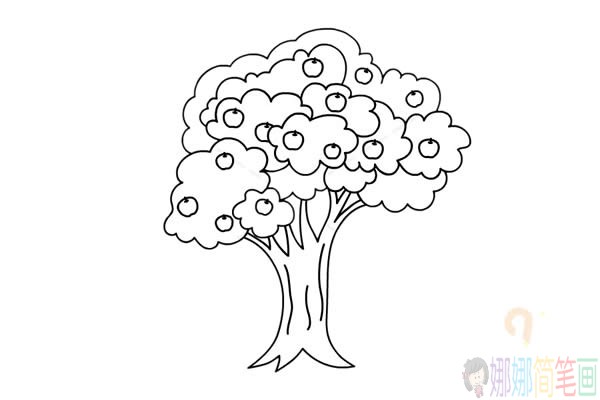 苹果树怎么画简单好看,苹果树简笔画画法步骤图片