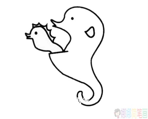 海马简笔画怎么画,海马简笔画画法步骤图片