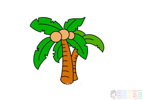 椰子树简笔画画法,椰子树简笔画步骤