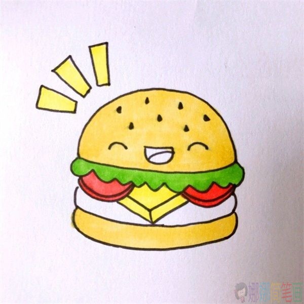 汉堡简笔画教程，汉堡简笔画教程图片