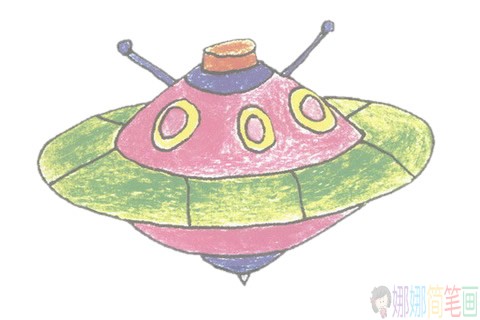 UFO飞碟彩色简笔画图片大全,UFO飞碟彩色简笔画步骤