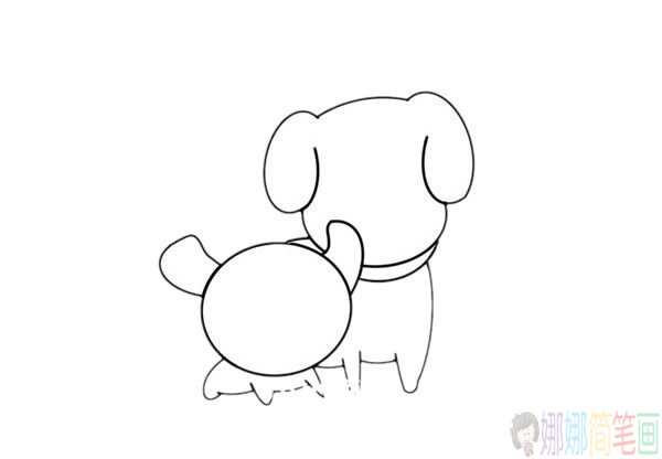 两只可爱的狗狗简笔画
