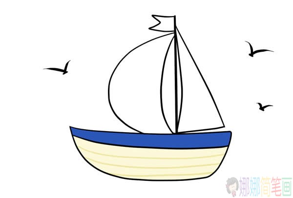 小帆船简笔画彩色,小帆船简笔画步骤