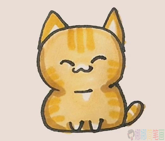 简笔画橘猫彩色,橘猫简笔画步骤图