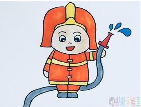 敬业的消防员简笔画步骤图