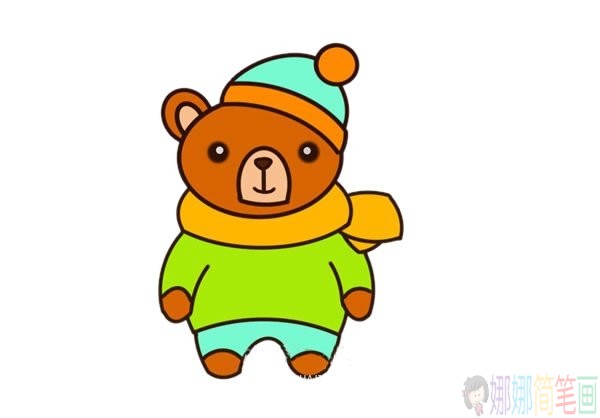 呆萌的小熊彩色简笔画教程