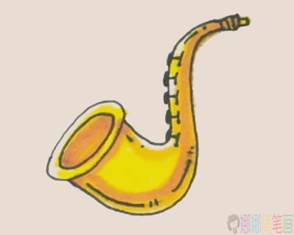 萨克斯简笔画彩色画法,萨克斯简笔画步骤图