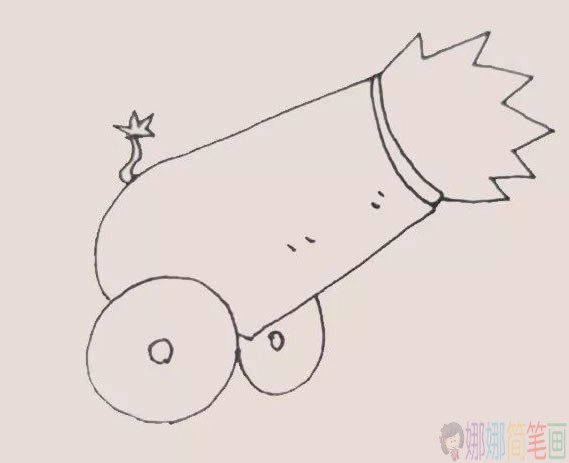 大炮简笔画步骤,大炮简笔画图解教程