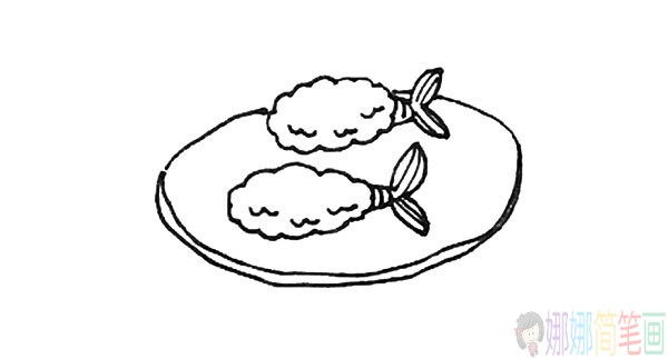炸虾简笔画,油炸虾球简笔画