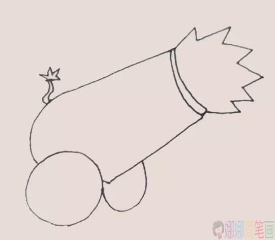 大炮简笔画步骤,大炮简笔画图解教程
