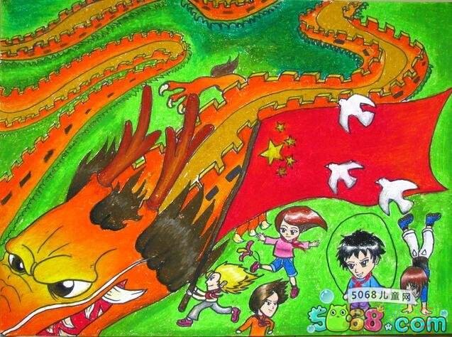 爱国爱党主题儿童水彩画图片欣赏