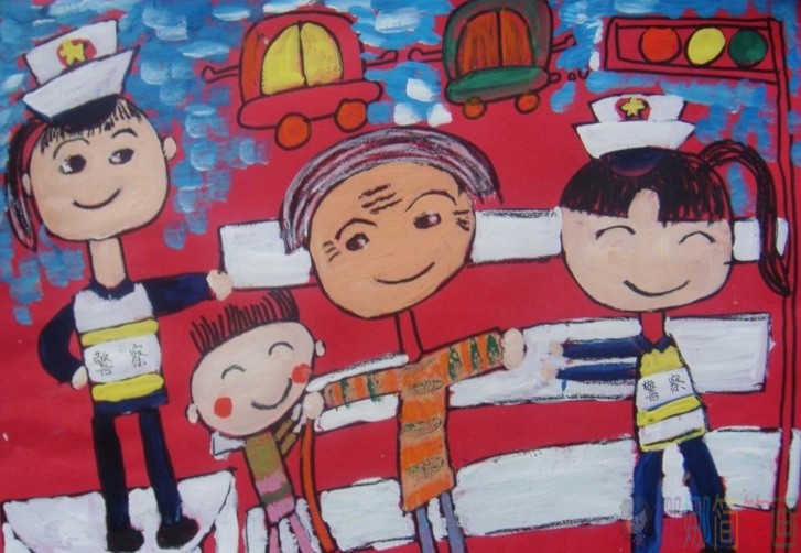 关于交通安全主题儿童画