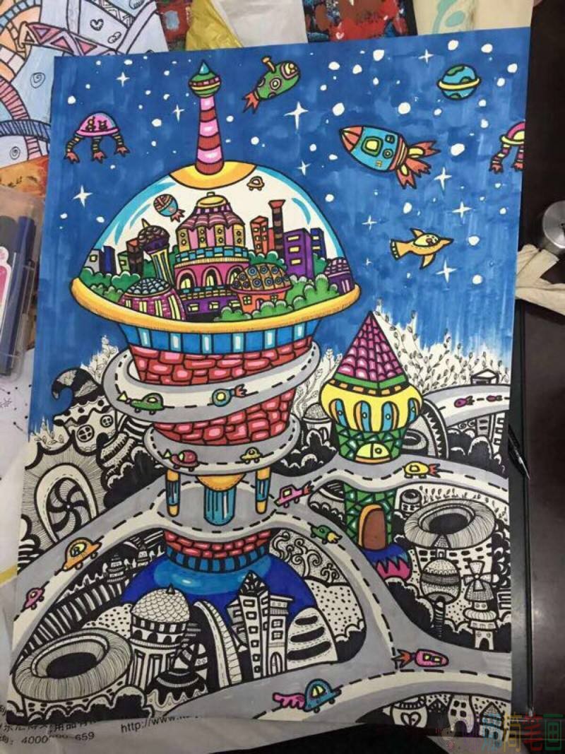 儿童科幻画绘画作品图片