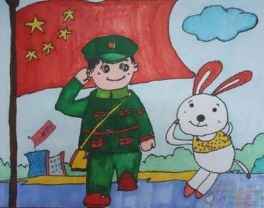 建军节主题儿童画