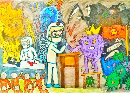 抗击疫情为主题的儿童画优秀作品鉴赏