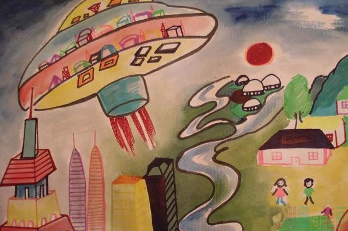 乘坐宇宙飞船蜡笔画