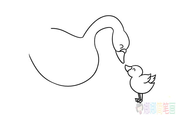 鹅妈妈和小鹅宝宝的简笔画,大白鹅简笔画图片