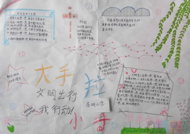 简单好看的文明小城市手抄报图片,小手拉大手文明出行