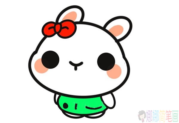 卡通兔子简笔画彩色画法步骤图片,卡通兔子简笔画
