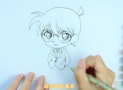 柯南卡通简笔画步骤图片