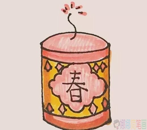 带颜色的炮仗简笔画图片,炮仗简笔画步骤