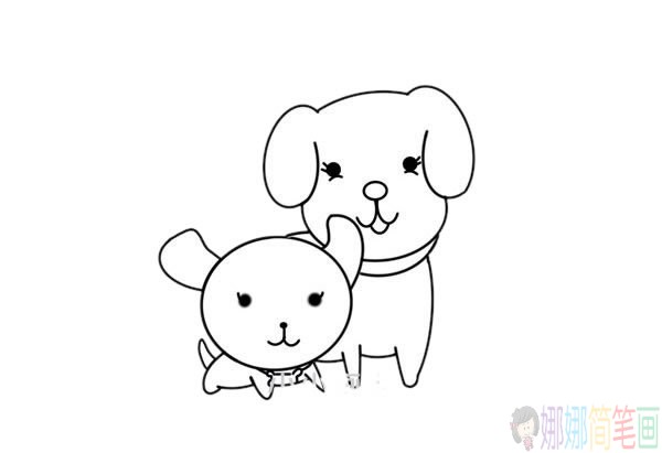 两只可爱的狗狗简笔画
